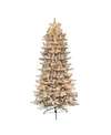 Puleo International 6.5 Ft. Pre-lit Flocked Slim Fraser Fir Artificial Christmas Tree With 350 Ul-listed C In Green