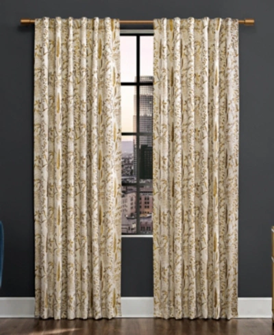 Scott Living Aubry 52" X 84" Shimmering Floral Blackout Curtain Panel In Gold