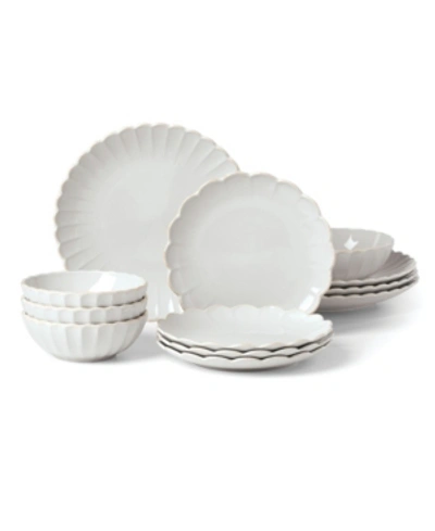 Lenox French Perle Scallop 12 Piece Dinnerware Set In White