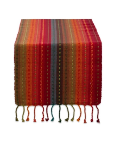 Design Imports Stripe With Fringe Table Runner In Spice