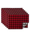 Design Imports Christmas Buffalo Check With Embroidery Placemat, Set Of 6 In Red