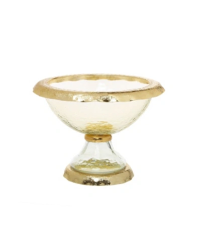 Classic Touch Glass Footed Bowl With Border In Gold - Tone