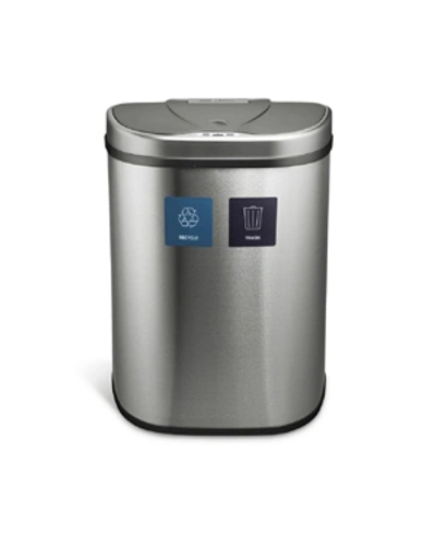 Nine Stars Group Usa Inc Dual Compartment Motion Sensor Trash Can, 18.5 Gallon In Silver Tone