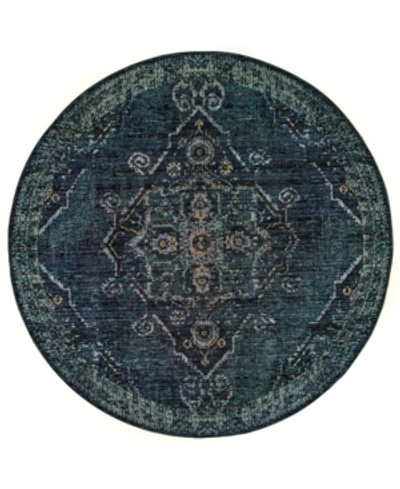 Jhb Design Andorra Charlemagne 7' 10" Round Area Rug In Blue
