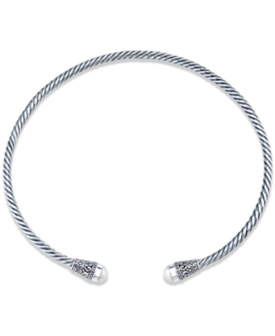 Macy's Cultured Freshwater Pearl (9-1/2mm) Cuff 16-1/4" Statement Necklace In Sterling Silver