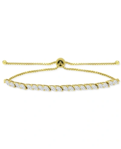 Giani Bernini Cubic Zirconia Marquise Bolo Bracelet, Created For Macy's In Yellow