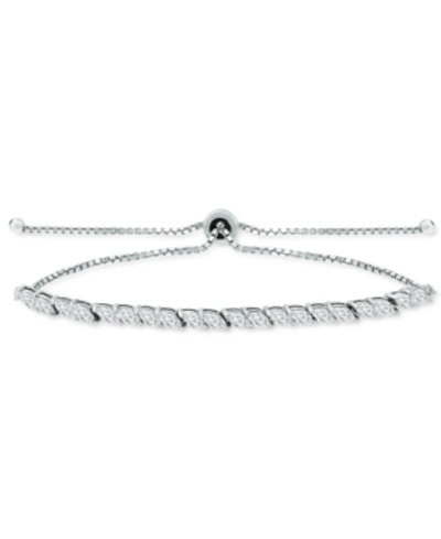 Giani Bernini Cubic Zirconia Marquise Bolo Bracelet, Created For Macy's In White