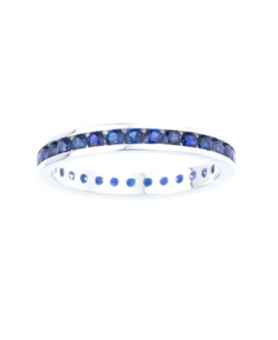Macy's Channel-set Gemstone Ring In Sterling Silver In Sapphire