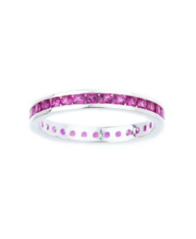 Macy's Channel-set Gemstone Ring In Sterling Silver In Ruby