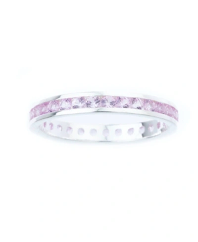 Macy's Channel-set Gemstone Ring In Sterling Silver In Pink Tourmaline