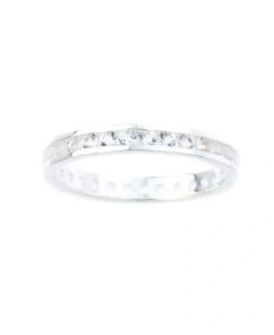 Macy's Channel-set Gemstone Ring In Sterling Silver In White Topaz