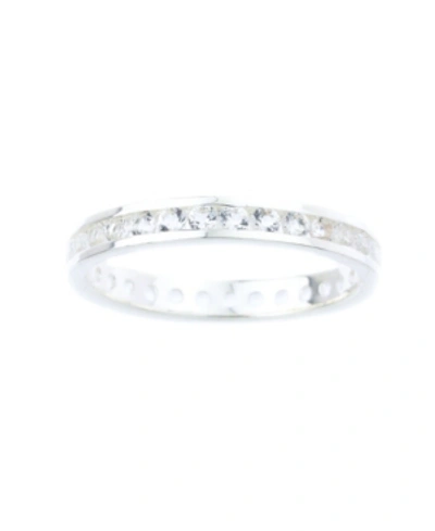 Macy's Channel-set Gemstone Ring In Sterling Silver In White