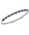 Macy's Tanzanite (4 Ct. T.w.) & Diamond (1/10 Ct. T.w.) Bangle Bracelet In Sterling Silver In Tanzanite