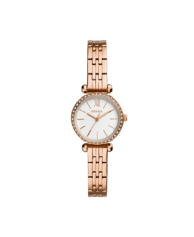 Fossil Ladies Tillie Mini Three Hand, Rose Gold Tone Stainless Steel Watch 26mm In Pink