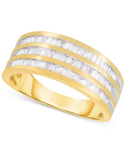 Macy's Diamond Baguette Triple Row Statement Ring (1/2 Ct. T.w.) In Sterling Silver Or!4k Gold-plated Sterl In Gold-plated Sterling Silver