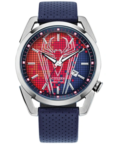 Citizen Marvel By  Men's Spider-man Blue Leather Strap Watch 42mm In Red   / Black / Blue