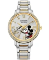 CITIZEN DISNEY BY CITIZEN MICKEY MOUSE TWO-TONE STAINLESS STEEL BRACELET WATCH 33MM
