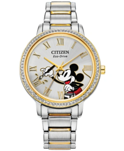 Citizen Disney By  Mickey Mouse Two-tone Stainless Steel Bracelet Watch 33mm In Two Tone  / Gold Tone / Silver / Yellow