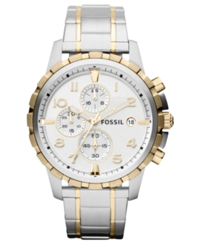 Fossil Men's Chronograph Dean Two-tone Stainless Steel Bracelet Watch 45mm Fs4795 In Two Tone