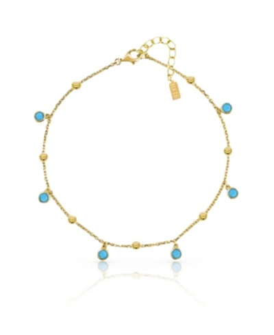 Ben Oni 18k Gold Vermeil Cubic Zirconia Or Turquoise Bezel Charm Bracelet