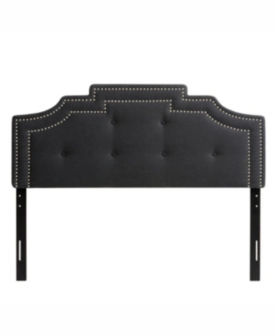 Corliving Aspen Crown Silhouette Headboard With Button Tufting, Queen In Dark Grey