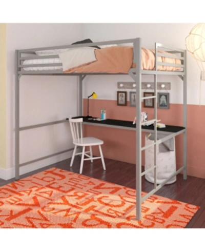 Everyroom Mason Metal Full Loft Bed With Desk In Silver