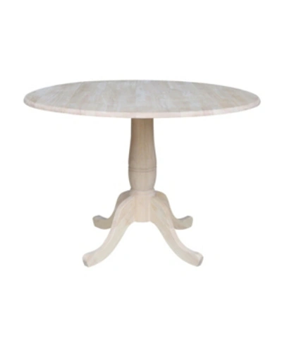International Concepts 42" Round Dual Drop Leaf Pedestal Table In Cream