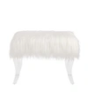 GLITZHOME 24.02" L FAUX FUR UPHOLSTERED BENCH WITH ACRYLIC LEGS