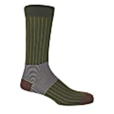 Peper Harow - Made In England Green Sage Oxford Stripe Men's Socks
