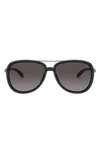 Oakley Split Time 58mm Prizm(tm) Polarized Pilot Sunglasses In Velvet Black/ Prizm Grey Grad