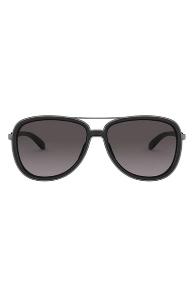 Oakley Split Time 58mm Prizm(tm) Polarized Pilot Sunglasses In Velvet Black/ Prizm Grey Grad