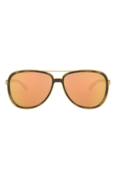 Oakley Split Time 58mm Prizm™ Polarized Pilot Sunglasses In Brown Tortoise Gold Prizm Rose