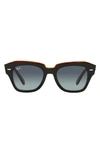 Ray Ban Ray-ban Women's State Street Square Sunglasses, 49mm In Black/ Brown/ Grey Vintage