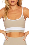 Beach Riot Eva Top In Tan White In Taupe/ White