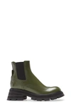 Alexander Mcqueen Patent Leather Ankle Boots In Green