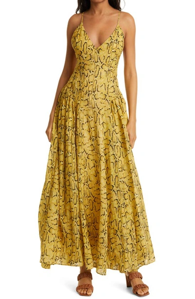 frame malibu maxi dress Frame Malibu' Python Print Cross Back Maxi Dress In Yellow