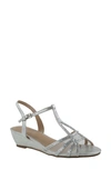 Paradox London Pink Jilly Embellished Wedge Sandal In Silver