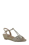 Paradox London Pink Jilly Embellished Wedge Sandal In Champagne