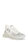 Steve Madden Maxima-r White Multi Rhinestone Chunky Sneakers In White,rhinestone