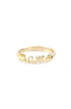 Kris Nations Mama Script Ring In 18k Gold Vermeil
