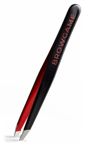 Browgame Cosmetics Black & Red Signature Slanted Tweezer