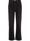 Agolde Riley Cropped High-rise Straight-leg Jeans In Schwarz
