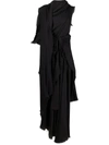 Yohji Yamamoto Asymmetric Draped Maxi Dress In Schwarz