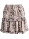 Michael Michael Kors Snakeskin-print Mini Skirt In Nude