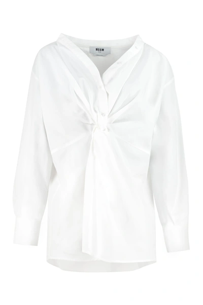 Msgm Cotton Ruffled Shirt In White