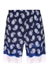 Msgm Paisley-print Knee-length Shorts In Blue