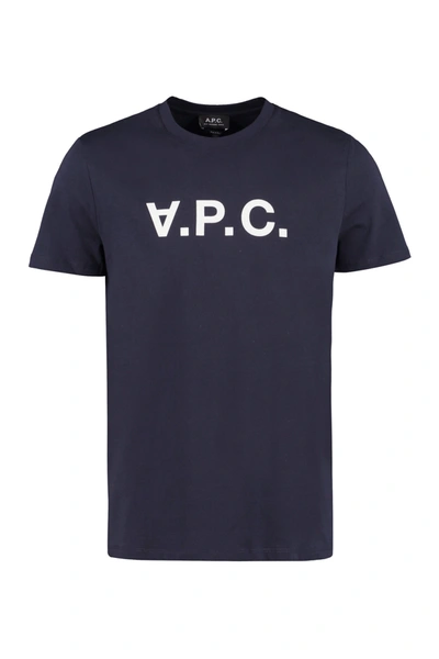 Apc Cotton Crew-neck T-shirt In Blue