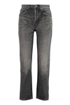Saint Laurent Cotton Denim Straight Leg Jeans In Black