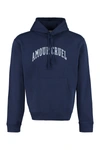 Saint Laurent Slogan-print Drawstring Hoodie In Blue