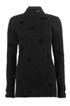 Prada Openwork Viscose Turtleneck Sweater In Black